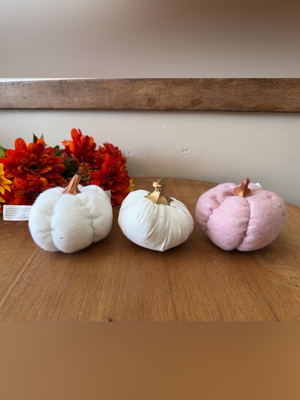 Decorative Pumpkins - White & Pink Set